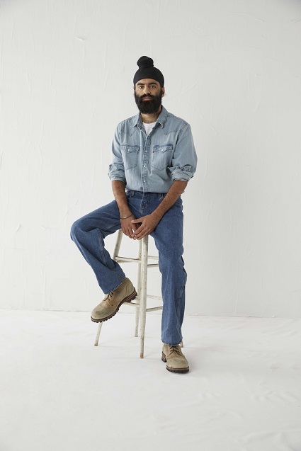 Levis denim shirt and relaxed jeans