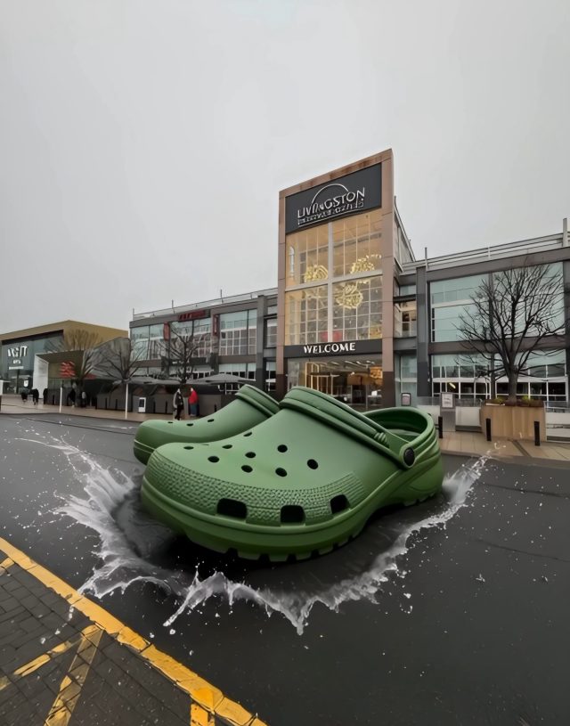 Look up… 👀 A giant pair of Crocs is falling into LDO.@crocs lands this Friday! From Fri–Sun, spend £55+ and pick up a FREE 5-pack of Jibbitz with your purchase.See you this weekend. #Crocs #CrocsUK #Jibbitz #LivingstonDesignerOutlet #LDO #NewAtLDO #OutletStyle #OutletShopping #ScotlandStyle #Livingston