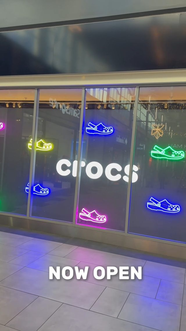 It’s happening! @crocs officially opens today at 3pm.The team has been working hard behind the scenes and we’re excited to finally open the doors. See you soon!