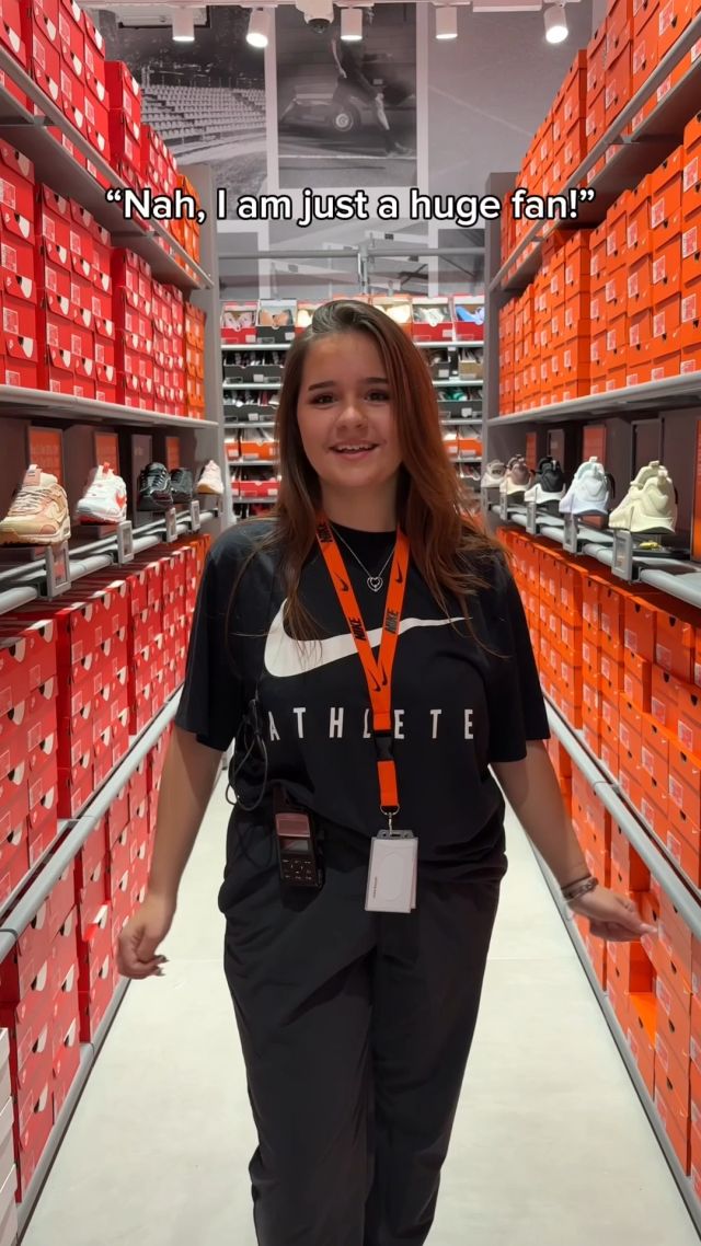 A big fan of our new @Nike Factory Store… who just also happens to work here 👟